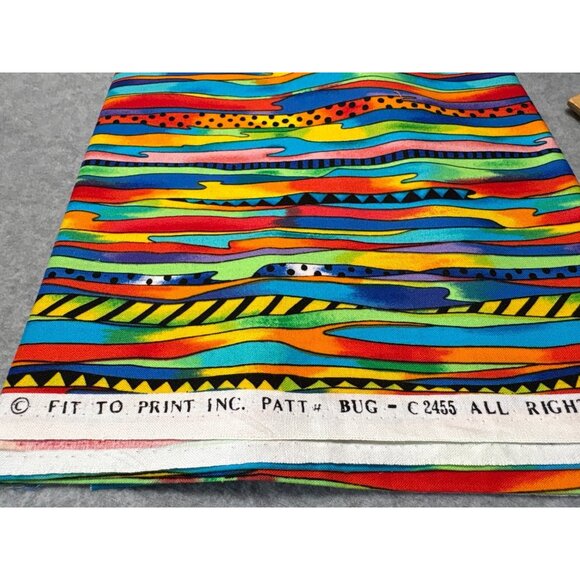 Rainbow Striped Cotton Fabric 26"x45" by Fit to Print Inc. Quilting - Picture 3 of 4